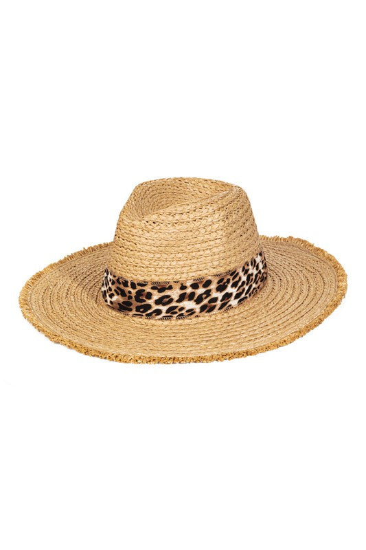 Leopard Strap Straw Hat