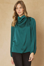 Forest Green Satin Drape Top