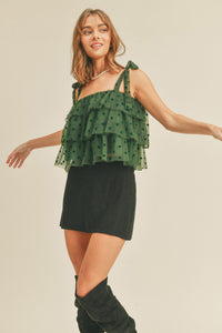 Hunter Green Polka Dot Top