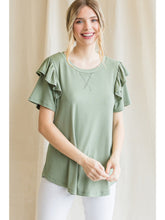 Green Ruffle Sleeve Top