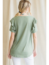 Green Ruffle Sleeve Top
