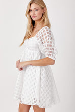 White Checkered Print Dress
