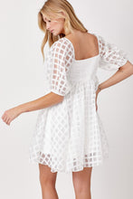 White Checkered Print Dress