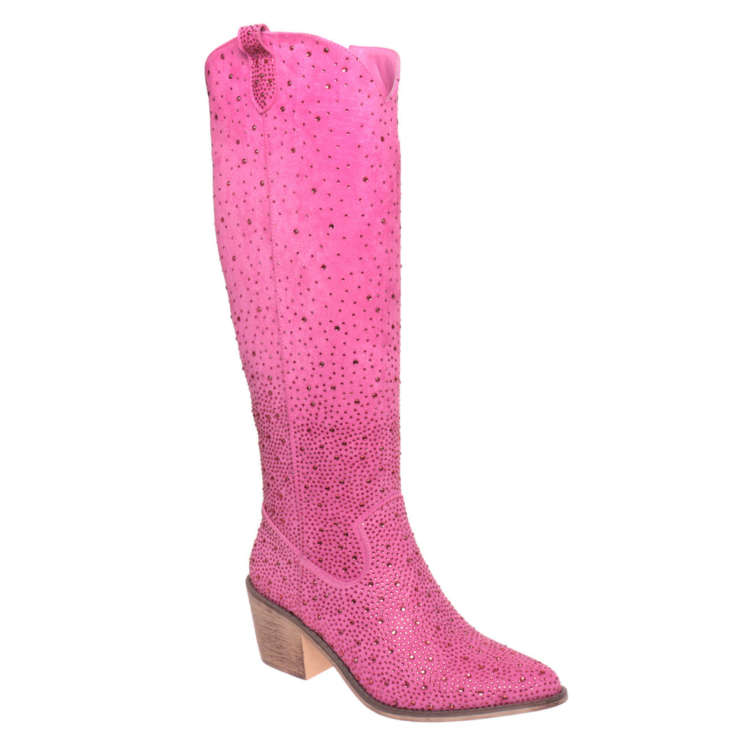 Fuchsia Rhinestone Boots