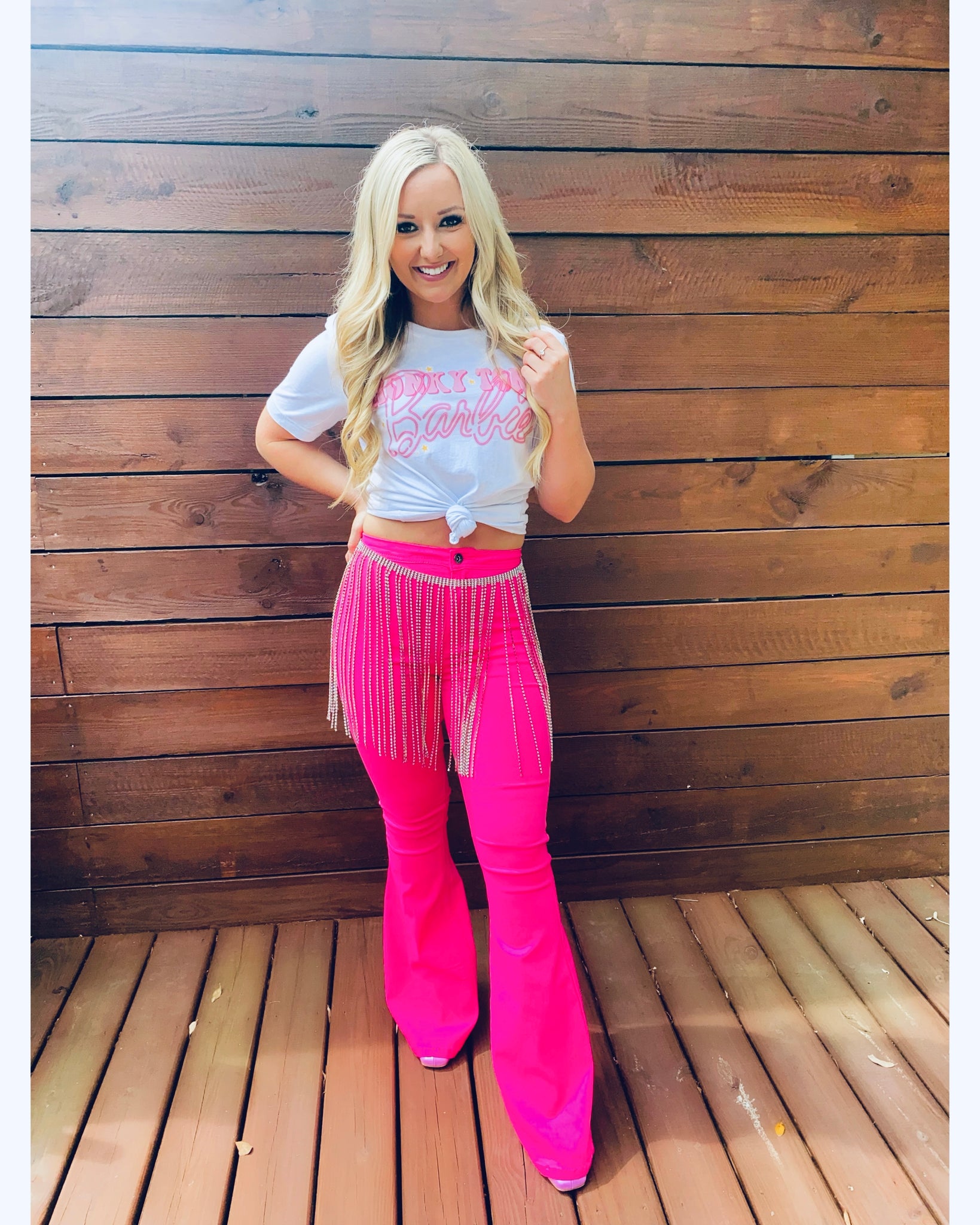 Neon bell bottom pants sales