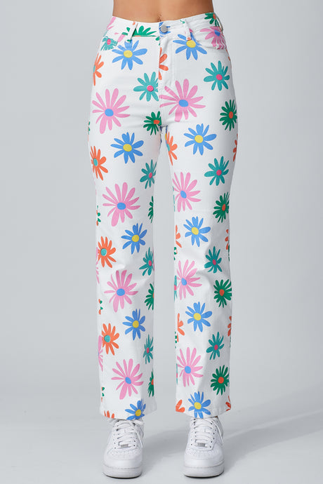 Colorfull Daisy Print Pants