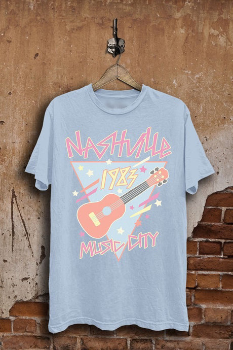 Light Blue Nashville Music City Tee