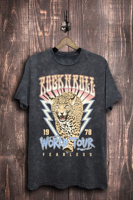 Black Washed Rock N Roll Graphic Tee