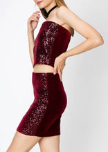 Wine Sequins Skirt