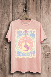 Pink Nashville Music City Graphic Tee