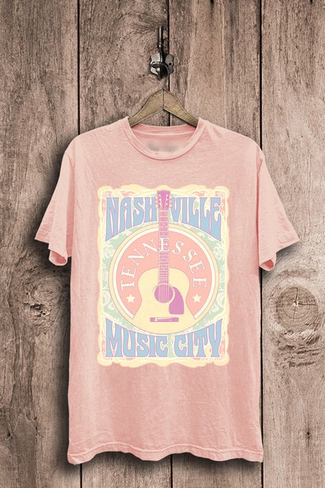 Pink Nashville Music City Graphic Tee