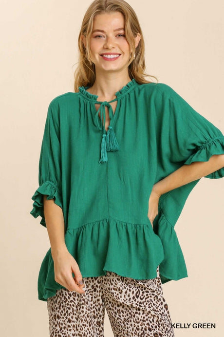 Green Linen Top