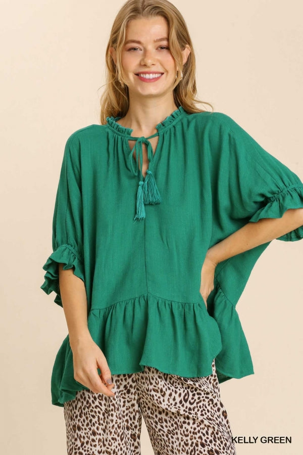 Green Linen Top