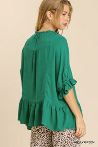 Green Linen Top