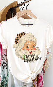 Ivory Merry Christmas Santa Tee