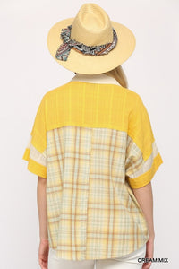 Cream/Yellow Button Down Top