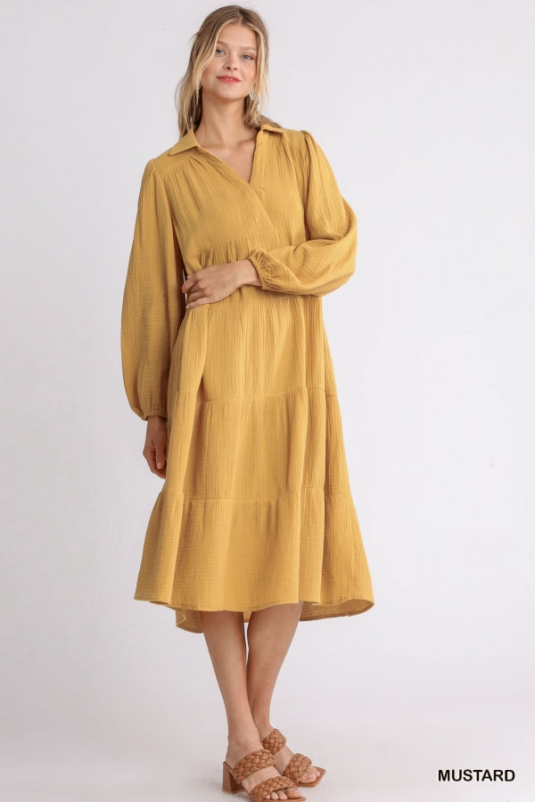 Mustard Long Sleeve Maxi