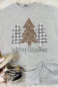 Gray Leopard Christmas Tree Tee