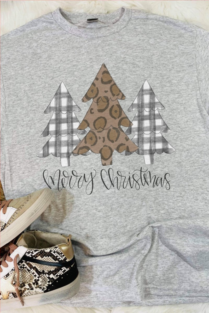 Gray Leopard Christmas Tree Tee