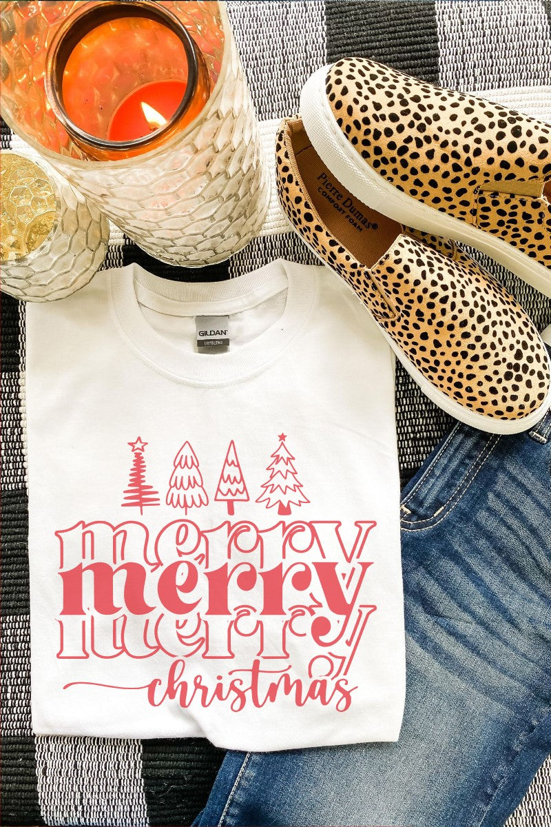 Red Merry Merry Christmas Tee