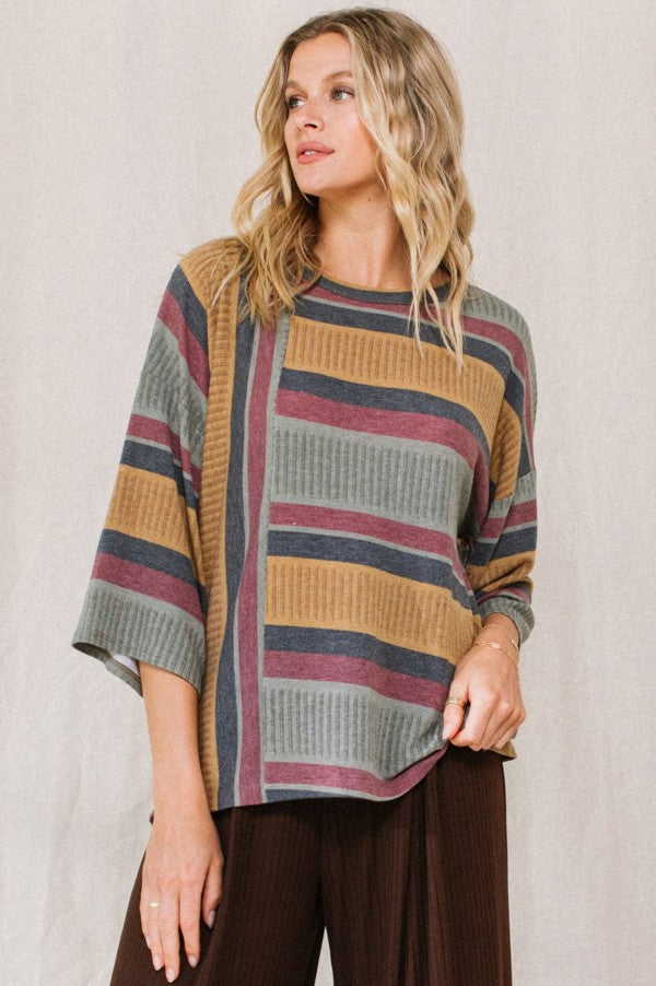 Mustard/Olive Striped Top