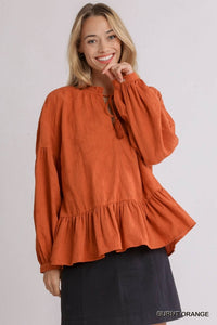 Burnt Orange Babydoll Top