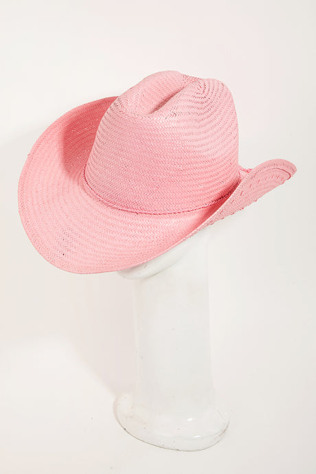 Pink Straw Cowgirl Hat