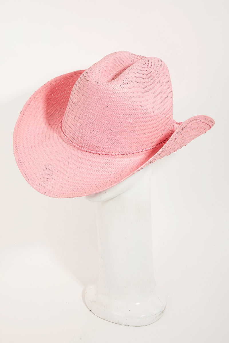 Pink Straw Cowgirl Hat
