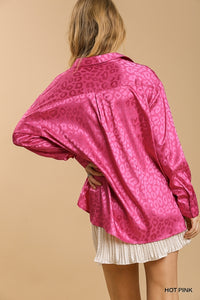Pink Silk Leopard Top