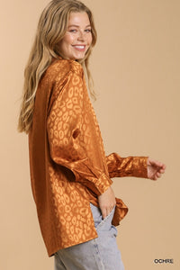 Pumpkin Silk Leopard Top