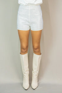 White Rhinestone Shorts
