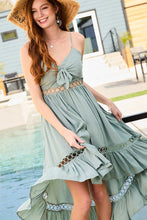 Sage Front Tie High/Low Dress