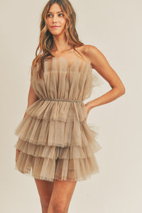 Taupe Organza Statement Dress