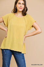 Mustard Linen Frayed Top