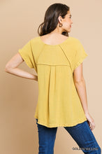 Mustard Linen Frayed Top